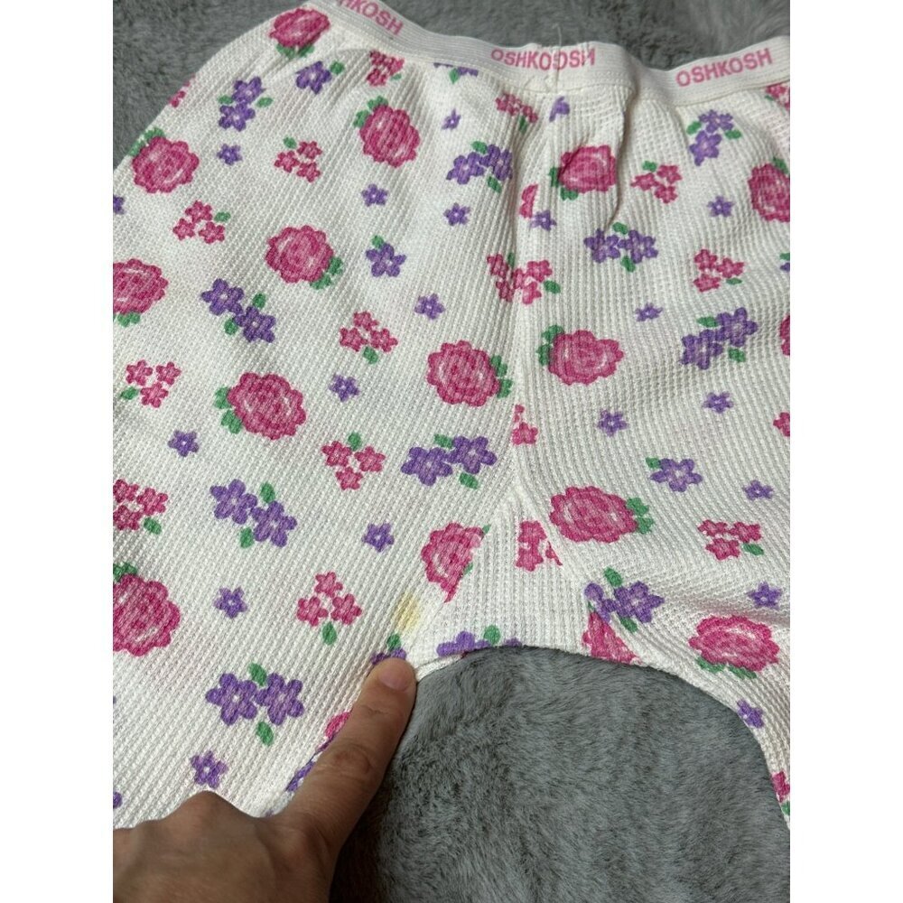 VTG 1990s Oshkosh B'Gosh Thermal Underwear Set Girls 10 Floral - Picture 2 of 12